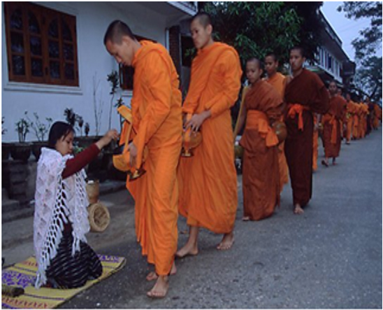 monks begging for food